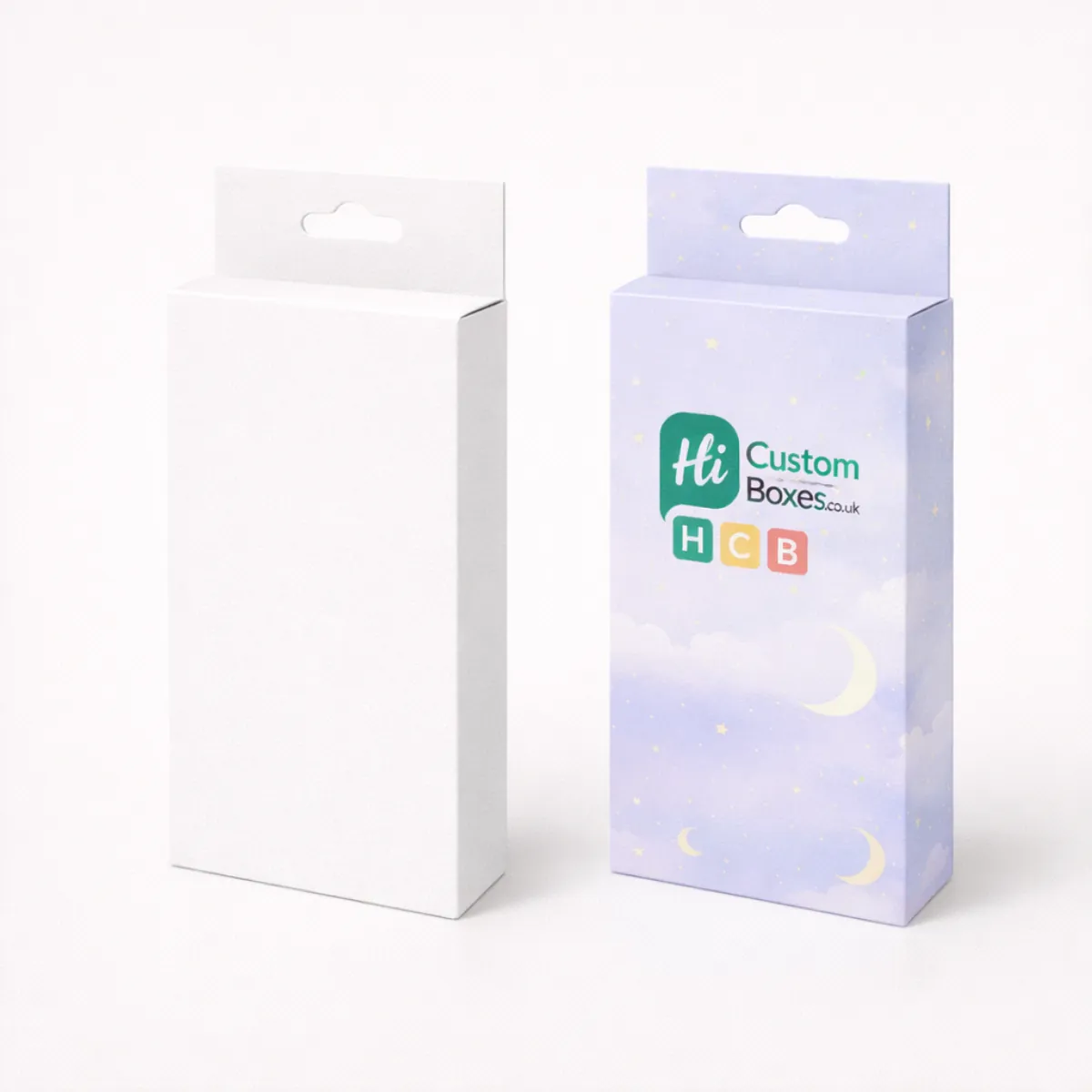 A large lilac box with a night-sky interior and a plain white lid resting on top- class=
